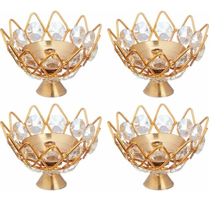 VNTAGE DECOR / BRASS CRYSTAL DIYA