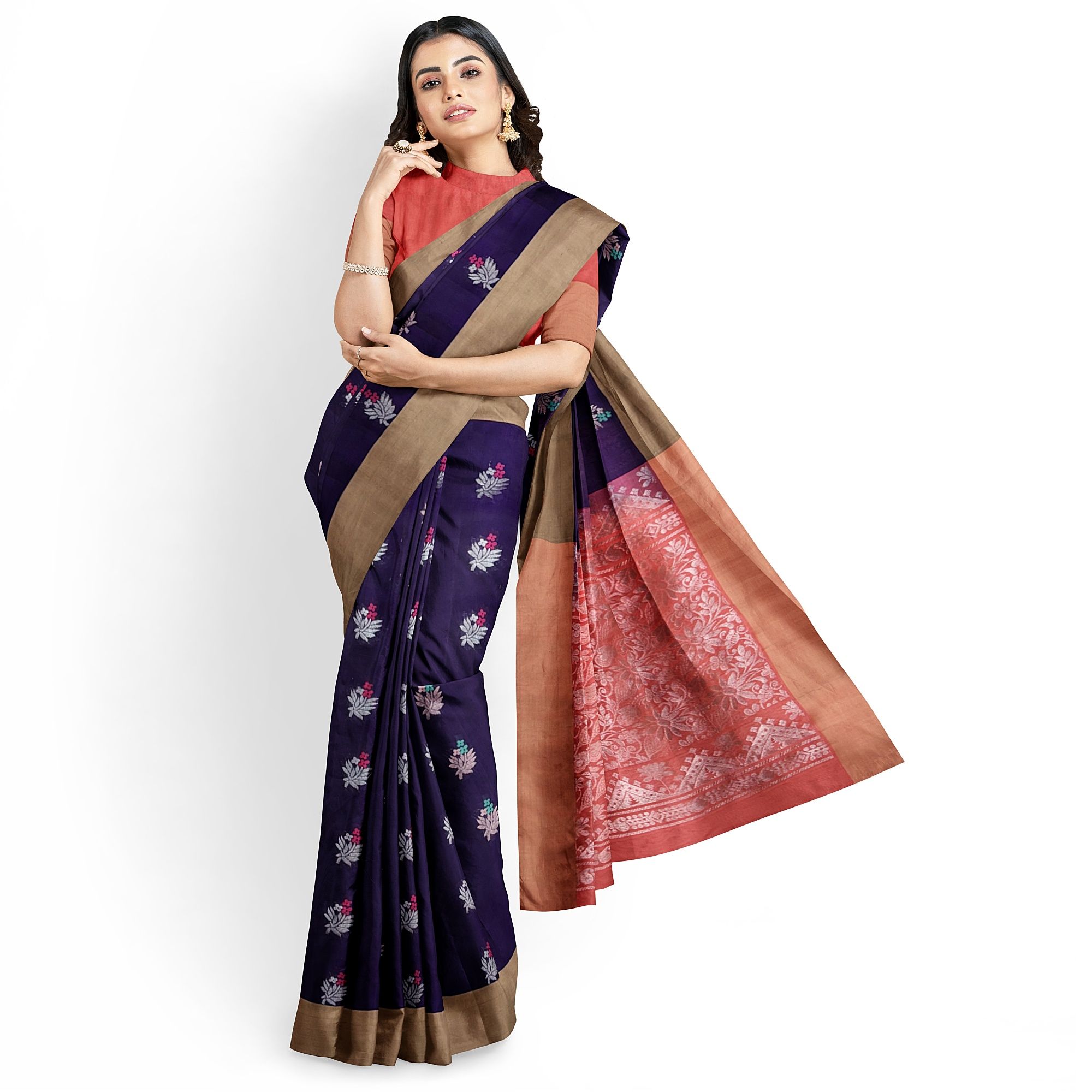 Navy Blue Color Kanjivaram Pure Silk Saree