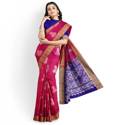 Dark Pink Color Kanjivaram Pure Silk Saree