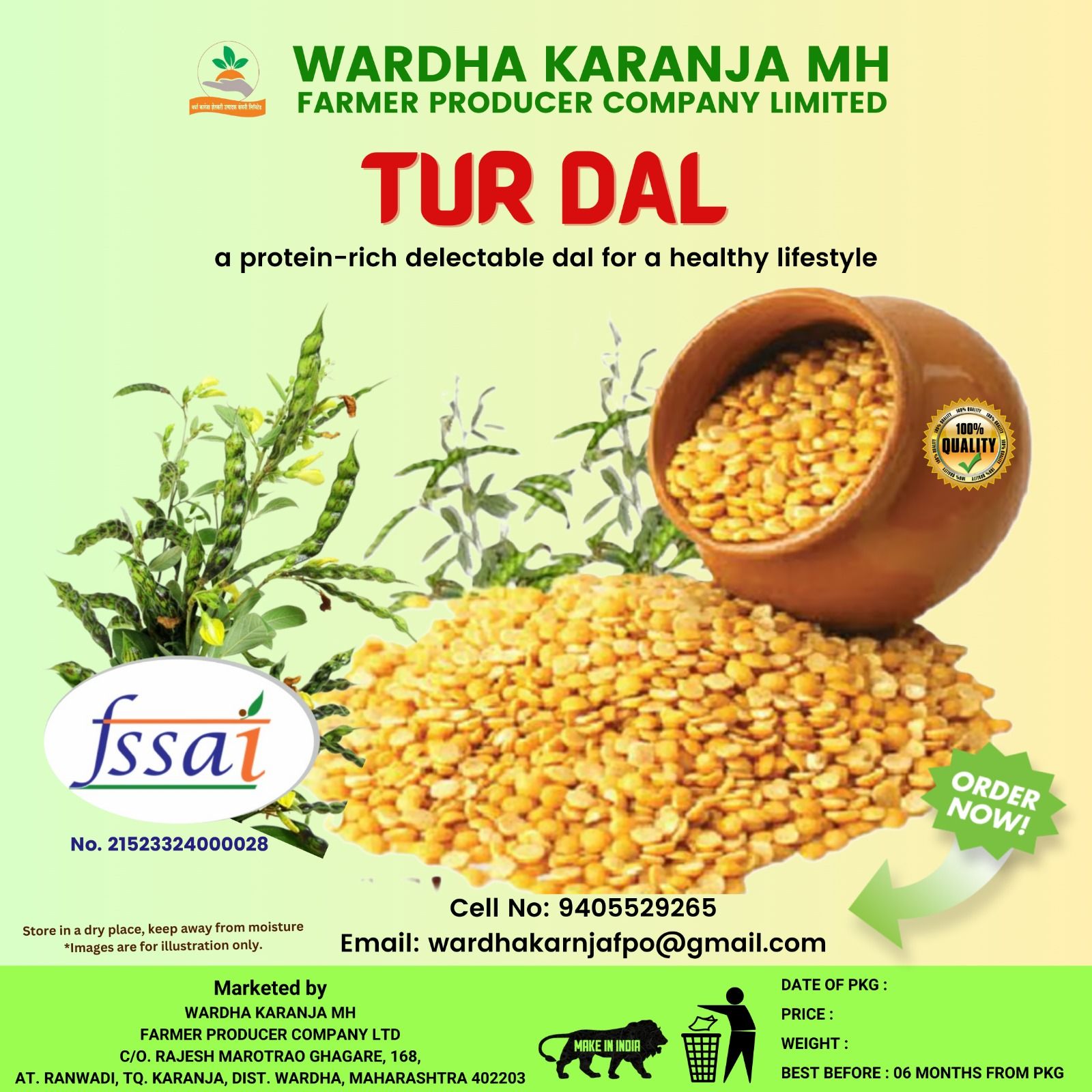 Wardha Karanja Mh FPC's TUR DAL - 1 Kg"