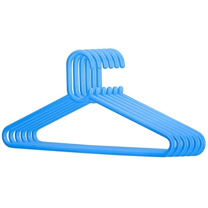 SHUBHAM Plastic Clothes Hangers for Wardrobe Heavy Duty Storage Hanger Best for Shirt,T-Shirt,Pant,Saree and Kurta,Set of 6(Blue)