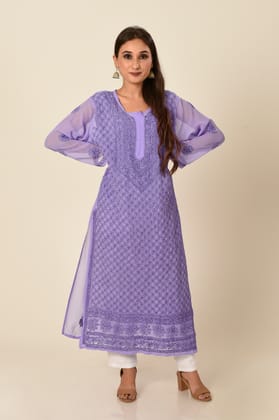 Ladies Mauve New Fashion Hand Chikankari Kurti