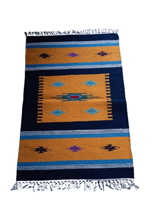 Jodhpur Rug's Handmade Cotton Soft Multi-Purpose Floor Rug, for Bedroom Living Room Kitchen Bedside Runner 2x3 Feet Multicolour