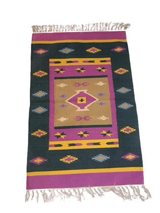 Jodhpur Rug's Handmade Cotton Soft Multi-Purpose Floor Rug, for Bedroom Living Room Kitchen Bedside Runner 2x3 Feet Multicolour