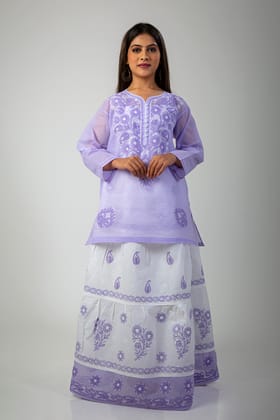 Ladies New Fashion Hand Chikankari Skirt Top