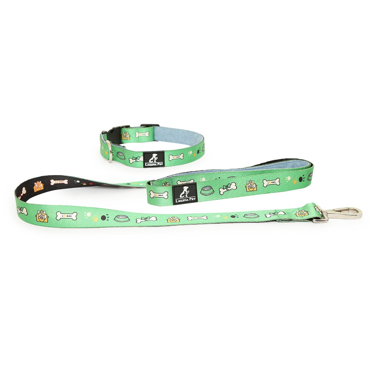 Fashion Wild Green Dog Collar & Leash for Pet Set.