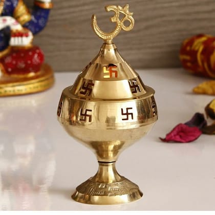 AYERAA HANDICRAFTS/ BRASS SWASTIK SYMBOL DIYA