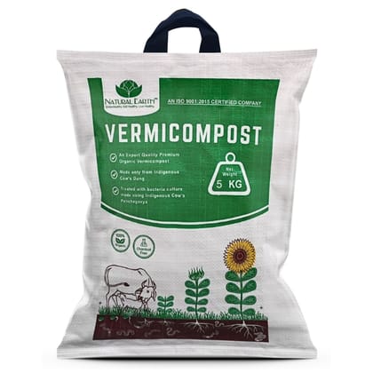 NATURAL EARTH™ 5 KG Pure & Premium Organic Vermicompost Fertilizer - Suitable for All Types of Plants