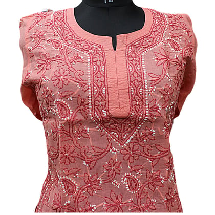 Short Pink Chikankari Kurti