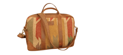 Ganpati Enterprise Handcrafted Leather with Jute Printed Laptop Messenger Bag