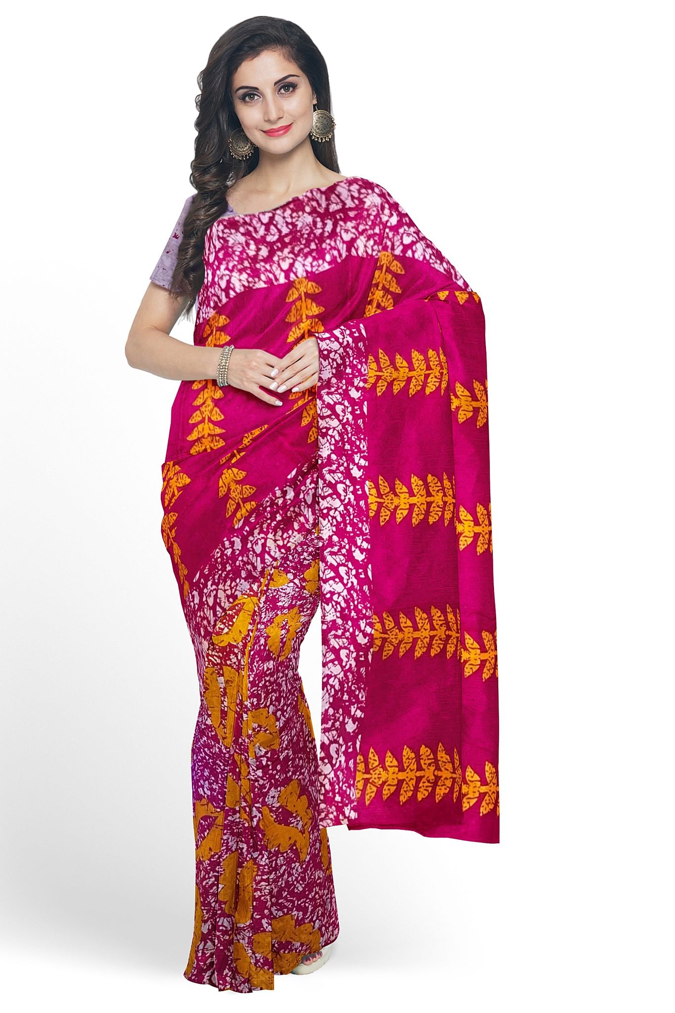 Pink Cotton Printed Mulmul Saree