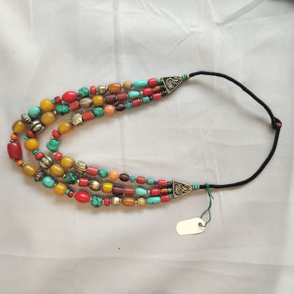 3 Line Multi Color Beads Necklace