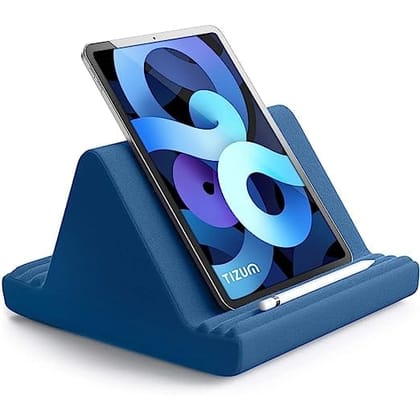 tizum Tablet Pillow Stand Soft Cushion Pad Lap | Tablet Holder Dock Bed/Desk with 6 Viewing Angles Compatible Ipad Air Pro Mini, All Tablets, E-Reader Up to 12.9-Inch (Royal Blue) Tabletop