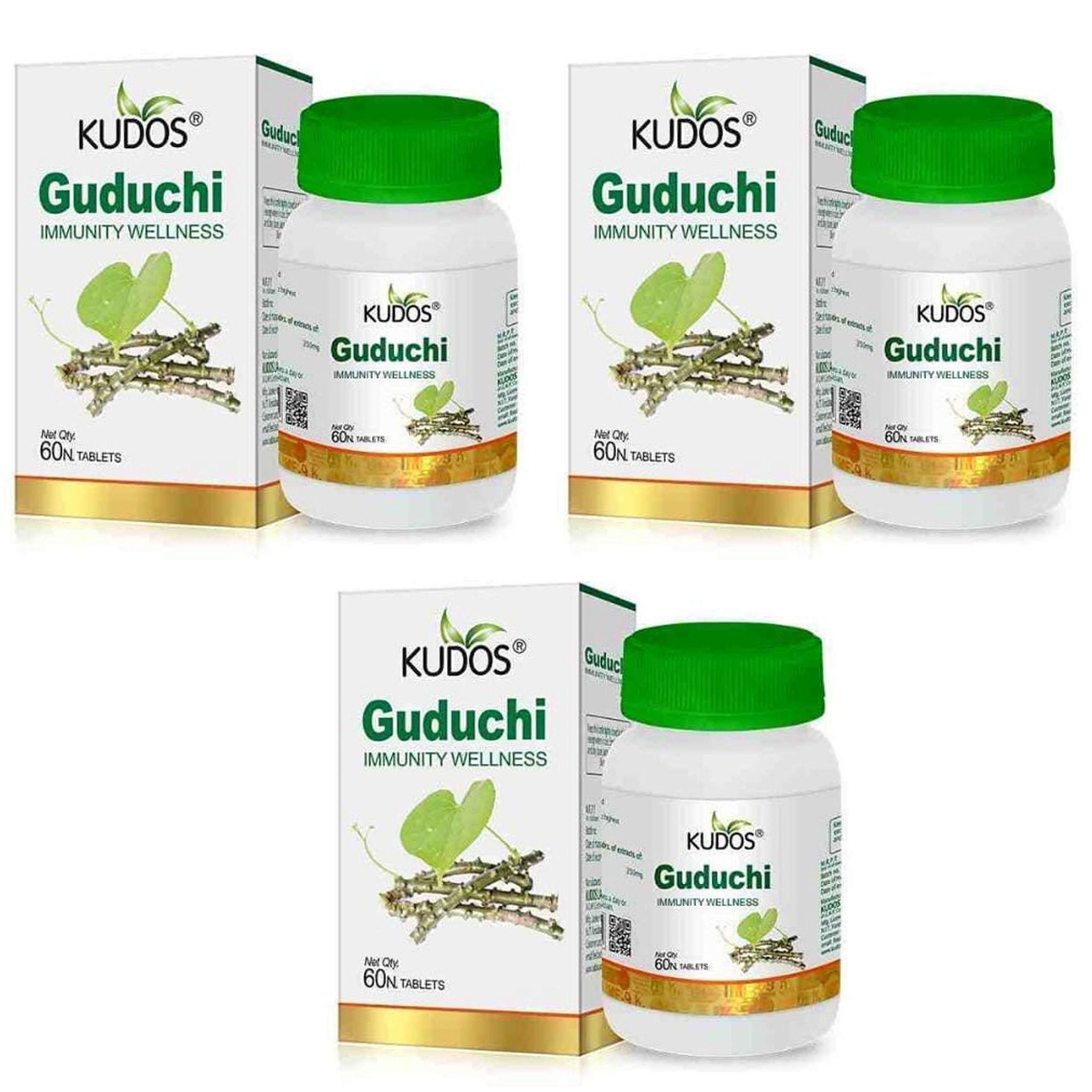 Kudos Ayurveda Pure Herb Guduchi Immunity Wellness(60 Tab) Pack Of 3