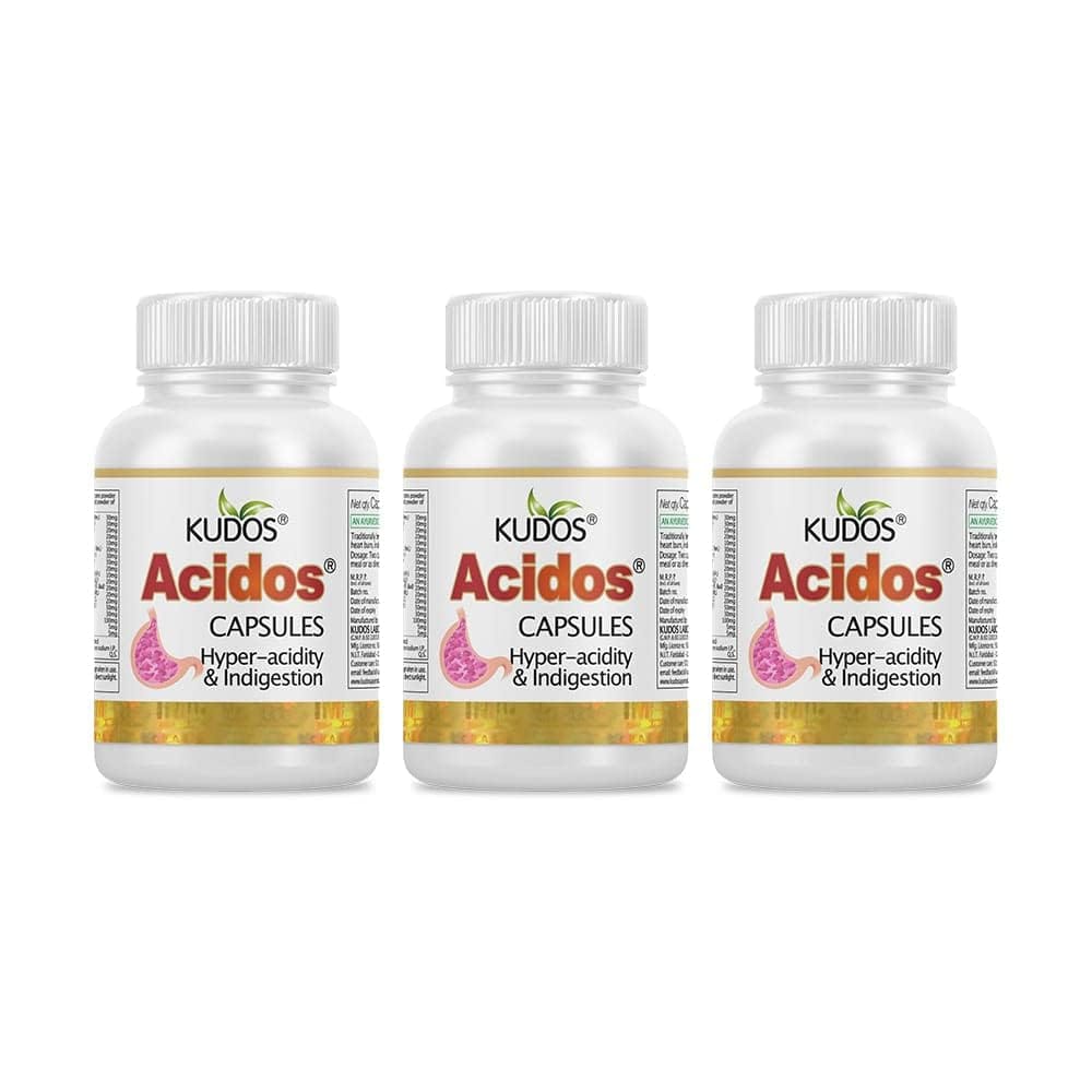 Kudos Acidos Capsules  | Ayurvedic Medicine for Hyper-Acidity | 60 Capsules | Pack of 3