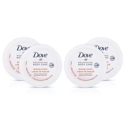 Dove Nourishing Body Care Face, Hand and Body Beauty Cream for Normal to Dry Skin Lotion for Women with 24 Hour Moisturization, 2.53 FL OZ (Pack of 4)