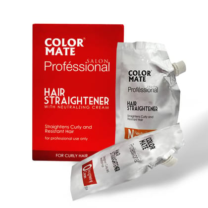 COLOR MATE Hair Straightener With Neutralizing Cream Straight Curly And Resistant Hair (120ml (60ml + 60ml))