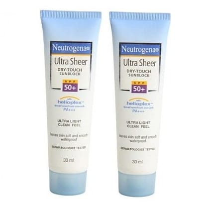 Neutrogena Ultra Sheer Dry Touch Sunblock SPF 50+, 30ml (Pack of 2)