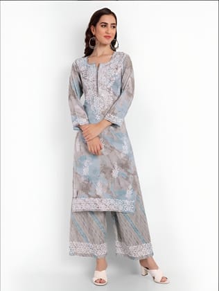 Perfect Blend Chikankari Gasspatti Kurta Set