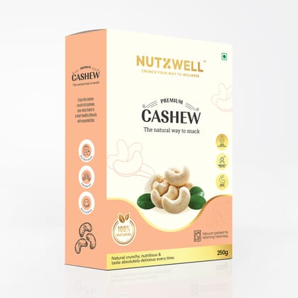 Nutzwell 100% Natural Premium Whole Cashews W-240 (250G)