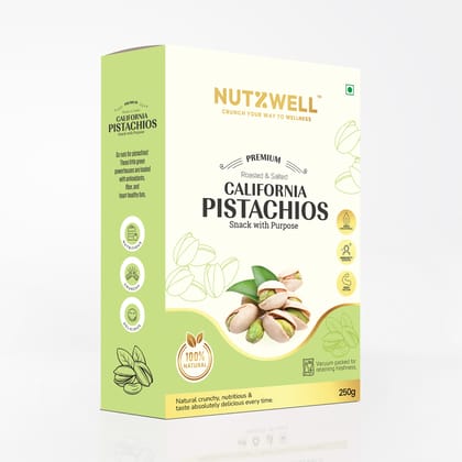 Nutzwell Premium California Roasted & Salted Pistachios (250g)