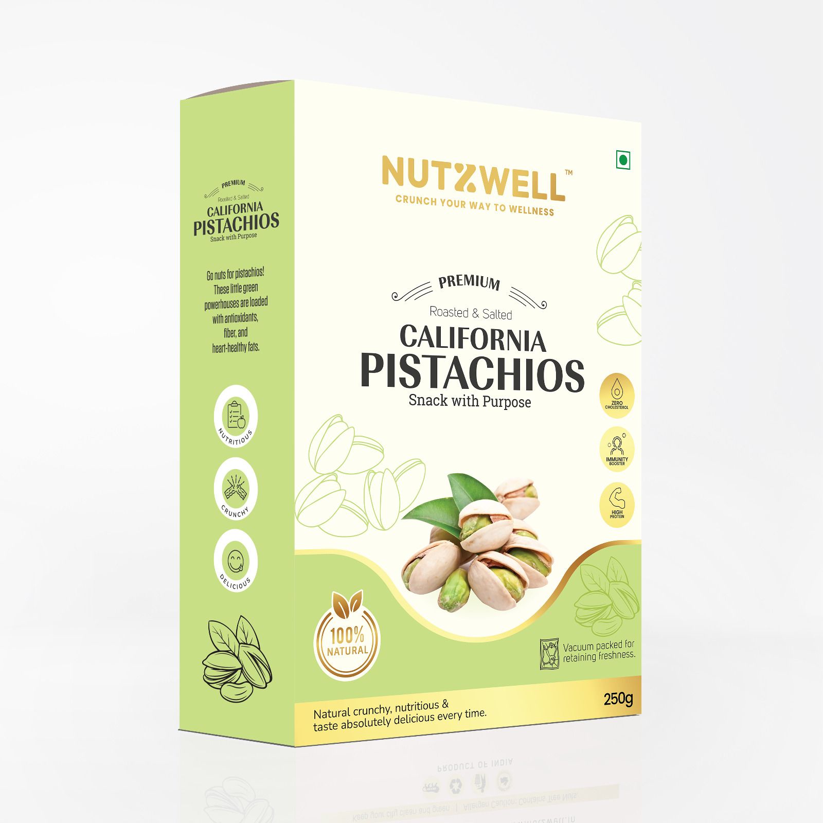 Nutzwell Premium California Roasted & Salted Pistachios (250g)