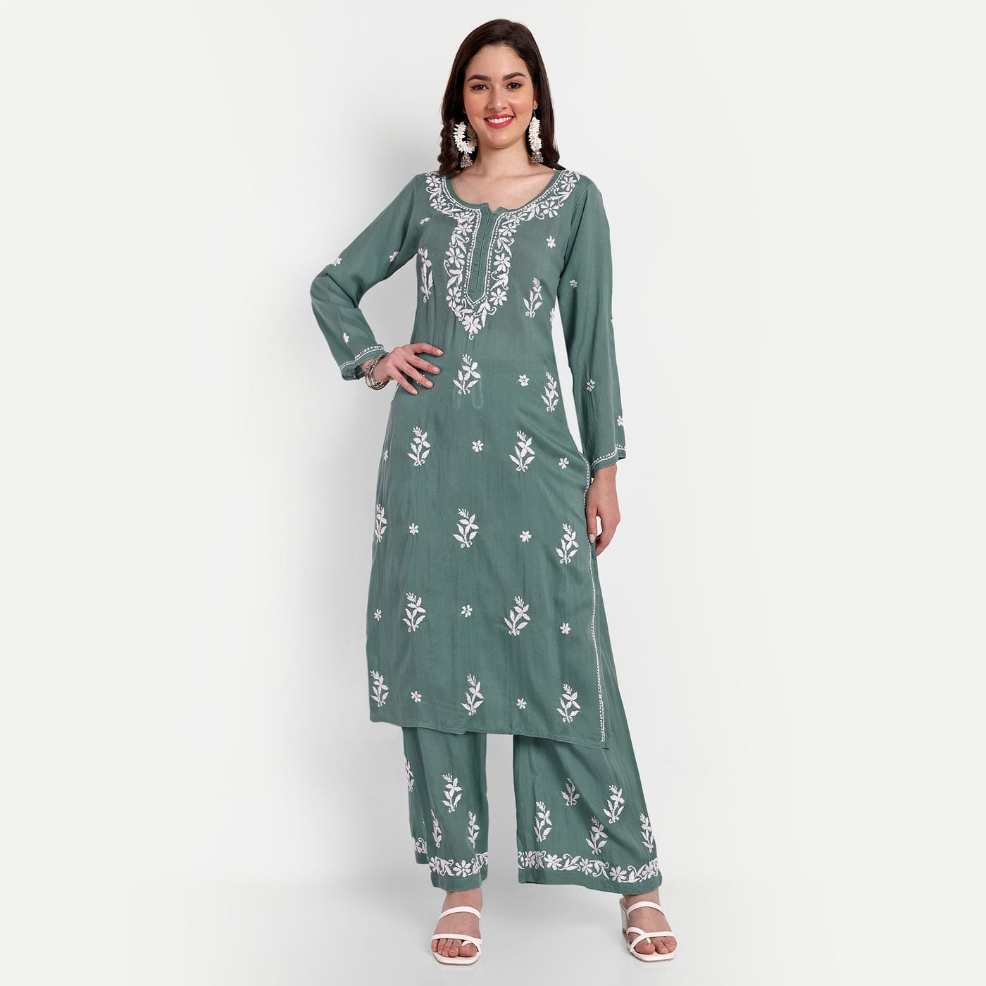 Chikankari Hand Embroidered Kurta Palazzo Set