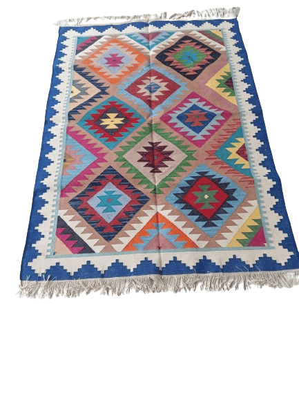 Jodhpur Rug's  Handmade Cotton Soft Multi-Purpose Floor Rug, for Bedroom Living Room Kitchen Bedside Runner 6x4 Feet Multicolor