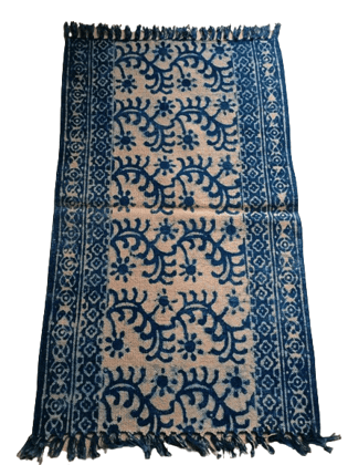 Jodhpur Rug's  Handmade Cotton Soft Multi-Purpose Floor Rug, for Bedroom Living Room Kitchen Bedside Runner 2x3 Feet Blue