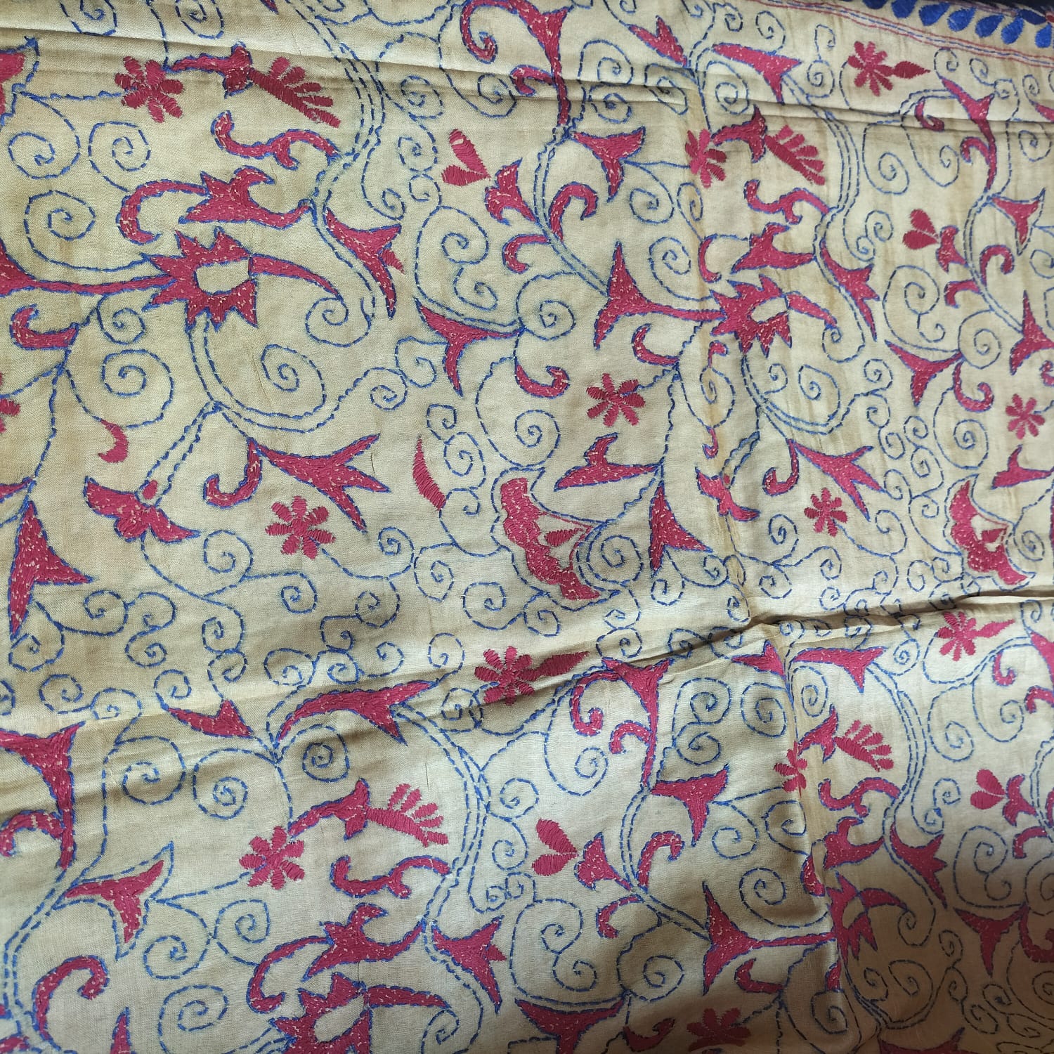 Tussar silk kantha work Dupatta