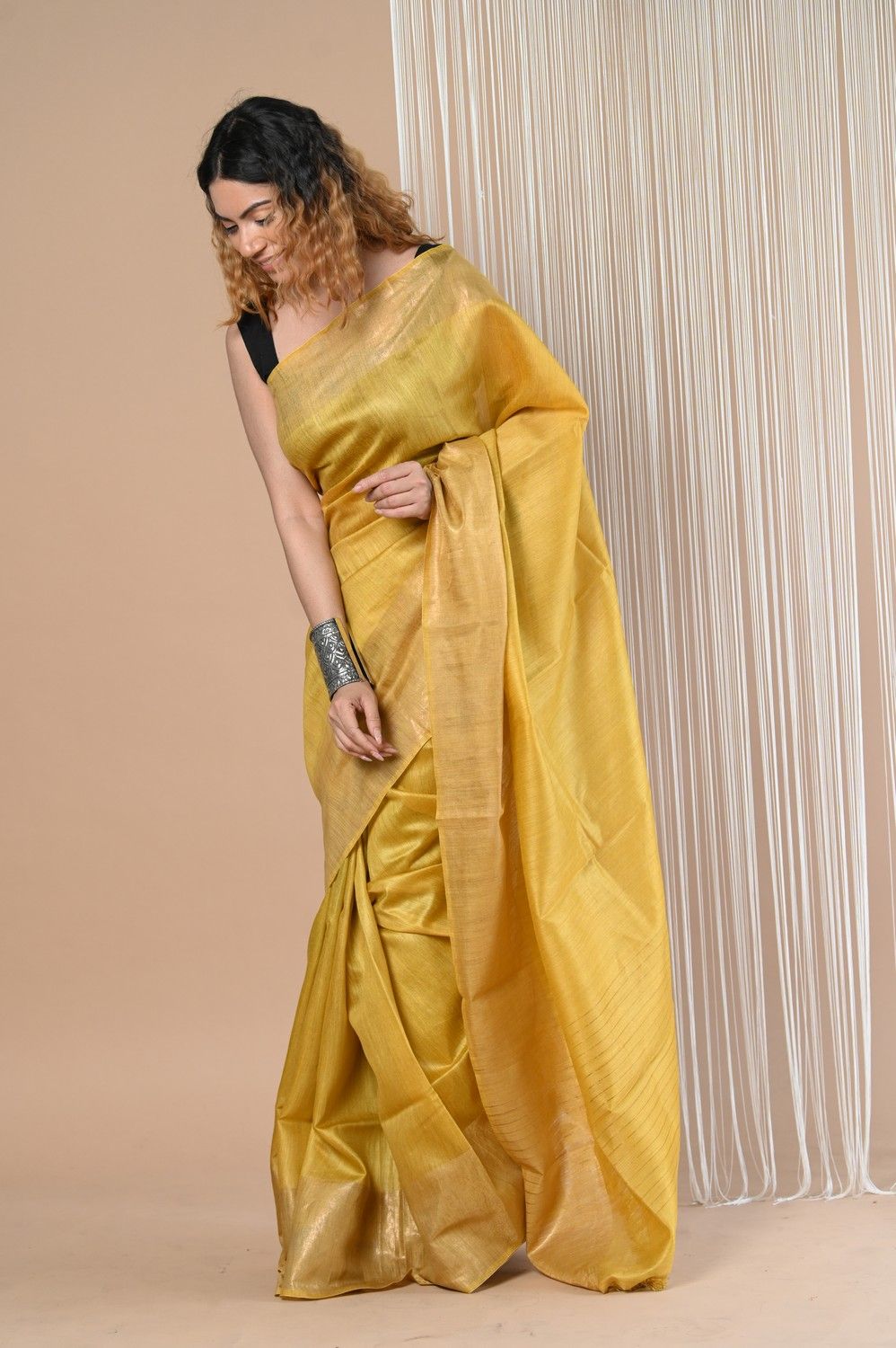 Exclusive Pure Moonga Tussar Silk Saree With Beautiful Border