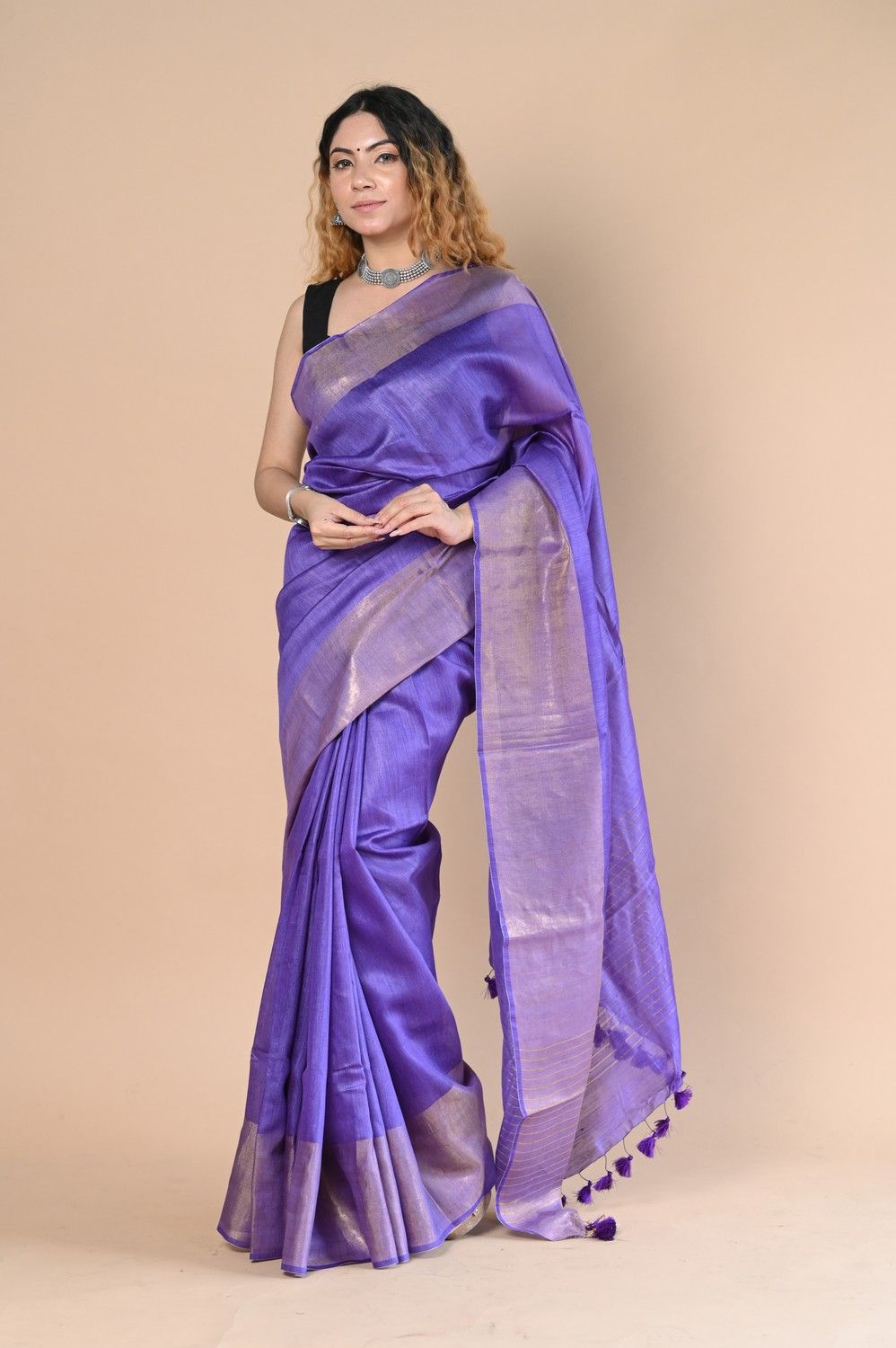 Exclusive Pure Moonga Tussar Silk Saree With Beautiful Border