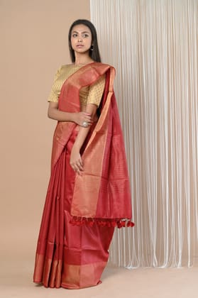 Exclusive Pure Moonga Tussar Silk Saree With Beautiful Border