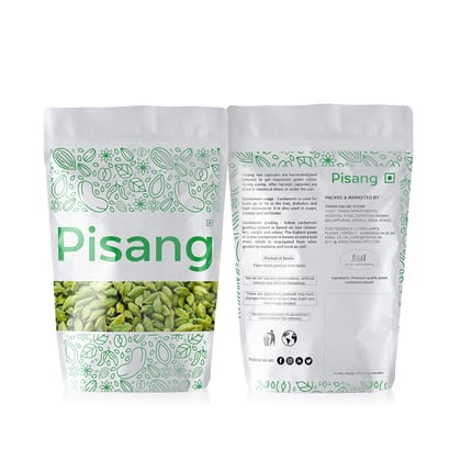 Pisang 8mm Bold Green Cardamom (Hari Elaichi) - 100g, Kerala Whole Spices, Natural, no artificial colour and Handpicked, Cardamom Whole Premium Quality