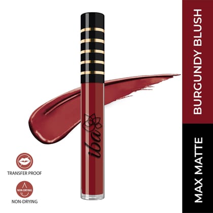 Iba Maxx Matte Liquid Lipstick Shade - Burgundy Blush, 2.6ml | Transfer proof | Velvet Matte Finish | Highly Pigmented and Long Lasting | Full Coverage | Non-Drying| 100% Vegan & Cruelty Free