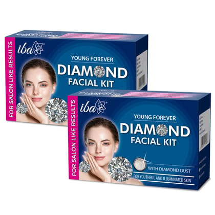 Iba Young Forever Diamond Facial Kit (6 Steps Single Use) l 6 Steps Single Use Kit l For Youthful Illuminated Skin l Salon Like Results (Pack of 2)