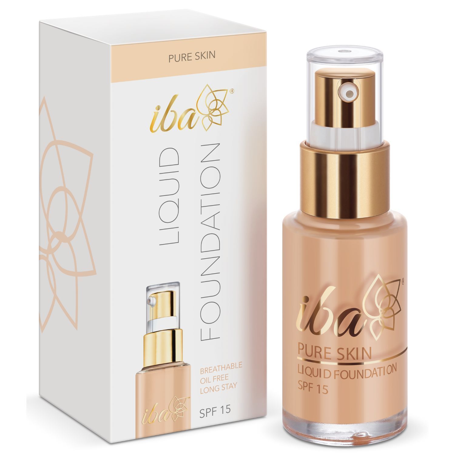 Iba Pure Skin Liquid Foundation, Snow White, 30ml l Vegan & Cruelty Free l Full Coverage l Lightweight l Oil Free Dewy Finish