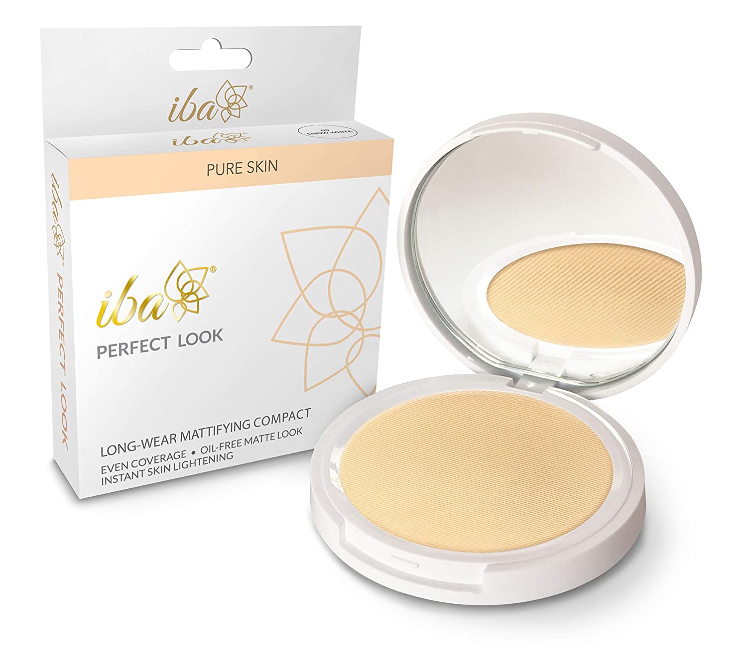 Iba Perfect Look Long Wear Mattifying Compact, Snow White Matte, 9 gm l Oil Free Fresh Look l Matte Finish l Vegan, Cruelty Free