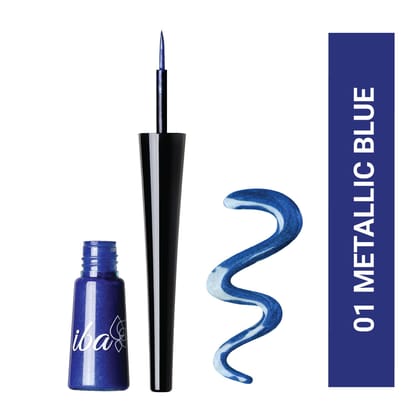 Iba Eye Talk Liquid Eyeliner - 01 Metallic Blue | 18 Hr Waterproof, No Fade & Smudge proof Eye Makeup | Quick Drying | Matte Finish | 100% Vegan & Cruelty Free