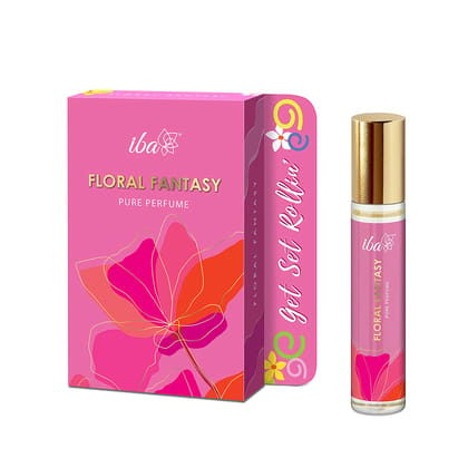 Iba Pure Perfume - Floral Fantasy 10 ml, Premium Long Lasting Fruity, Floral and Woody Fragrance for Women l Skin Friendly Fresh Perfume for Everyday Fragrance | Alcohol Free l Vegan & Cruelty Free