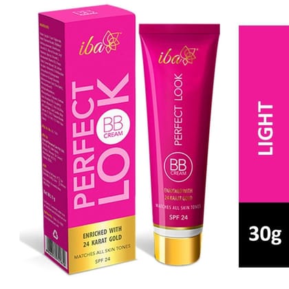 Iba Perfect Look BB Cream With 24 Karat Gold, 30g (Light Shade) l Even Coverage l Fades Dark Spots & Blemishes l Vegan & Cruelty Free