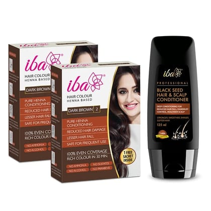 Iba Henna Based Hair Colour + Black Seed Shampoo + Conditioner - Combo