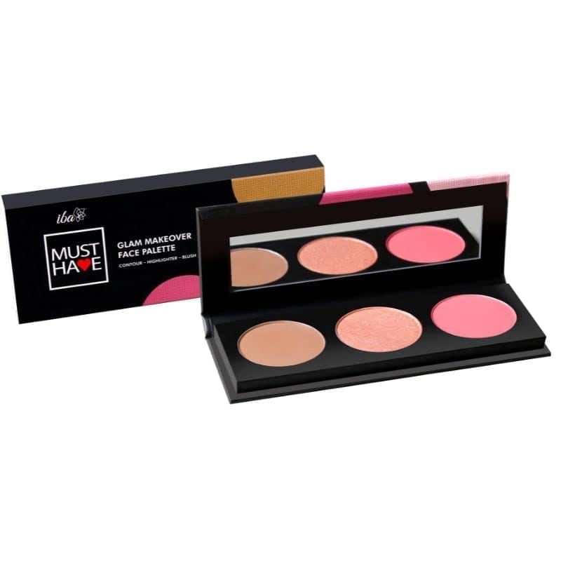 Iba Must Have Glam Makeover Face Palette with Blush Contour and Highlighter For Face Makeup | Face & Cheeks Blusher Palette | Lightweight & Long Lasting | Highly Pigmented Matte Finish Shades 12g