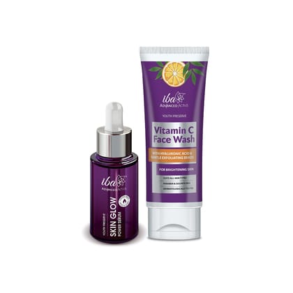 Iba Advanced Activs Vitamin C Face Wash + Skin Glow Power Serum Combo l No Sulfates & Parabens l For Glowing Skin