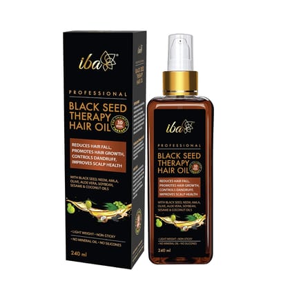 Iba Professional Black Seed Therapy Hair Oil - Lightweight Non-Sticky Mineral Oil Free Dark Brown, 240 ml