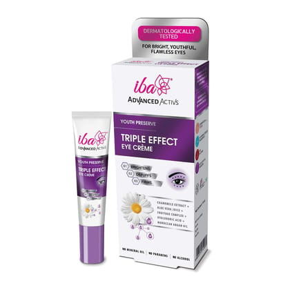 Iba Advanced Activs Youth Preserve Triple Effect Eye Cream 15 ml l Brightens l Depuffs l Reduces Dark Circles l Dermatologically Tested