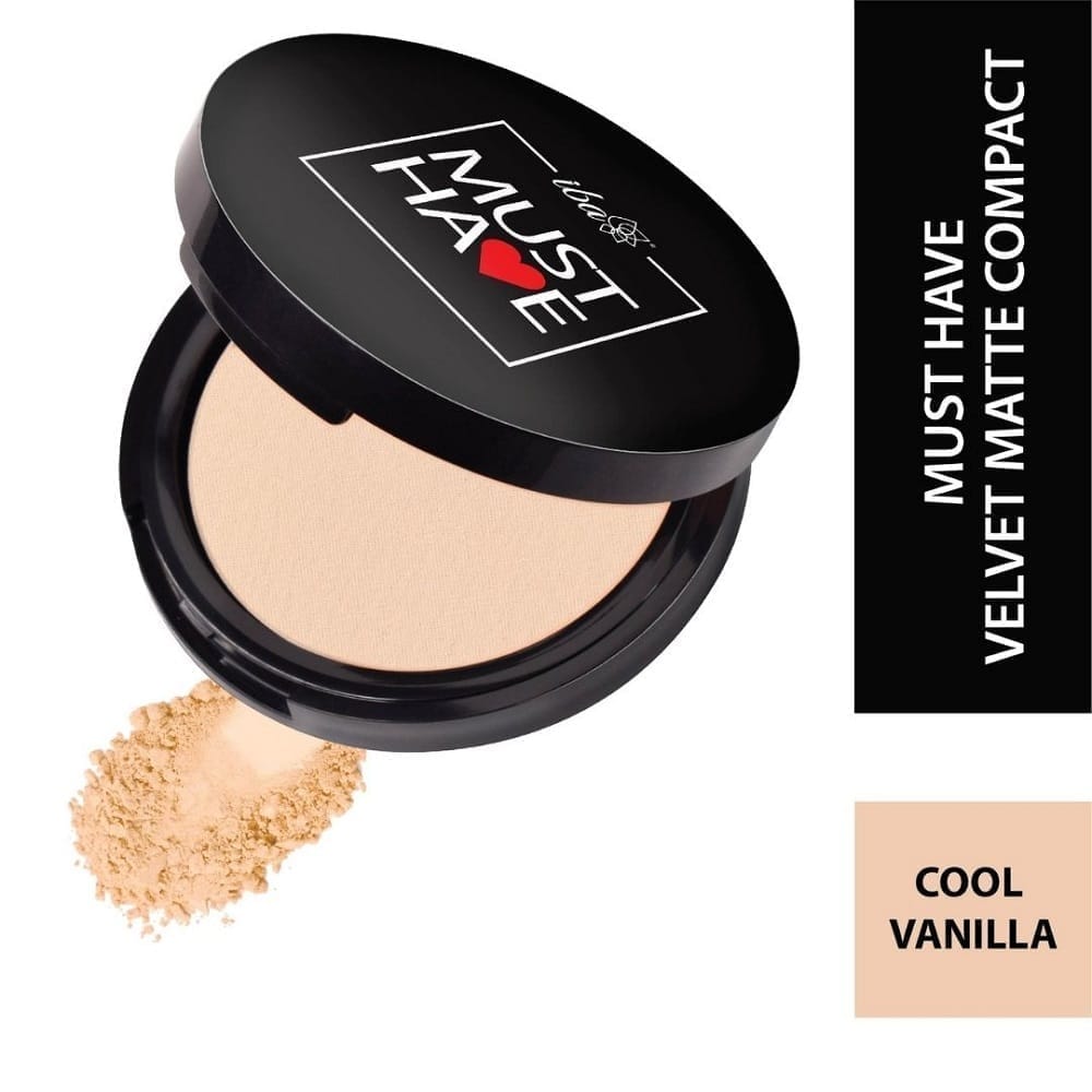 Iba Must Have Velvet Matte Pressed Compact Powder - Cool Vanilla, 9g High Coverage, Ultra Blendable, Face Makeup, Weightless Formula, SPF 15, Oil Free Fresh Matte Finish Look 100% Natural