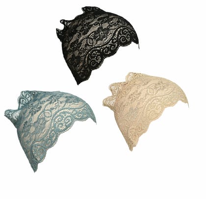 Girls and Womens Hijab Cap Hijab Headband, Under Hijab Scarf Black Grey and Light Beige Naqab Head Scarf (3 pcs)