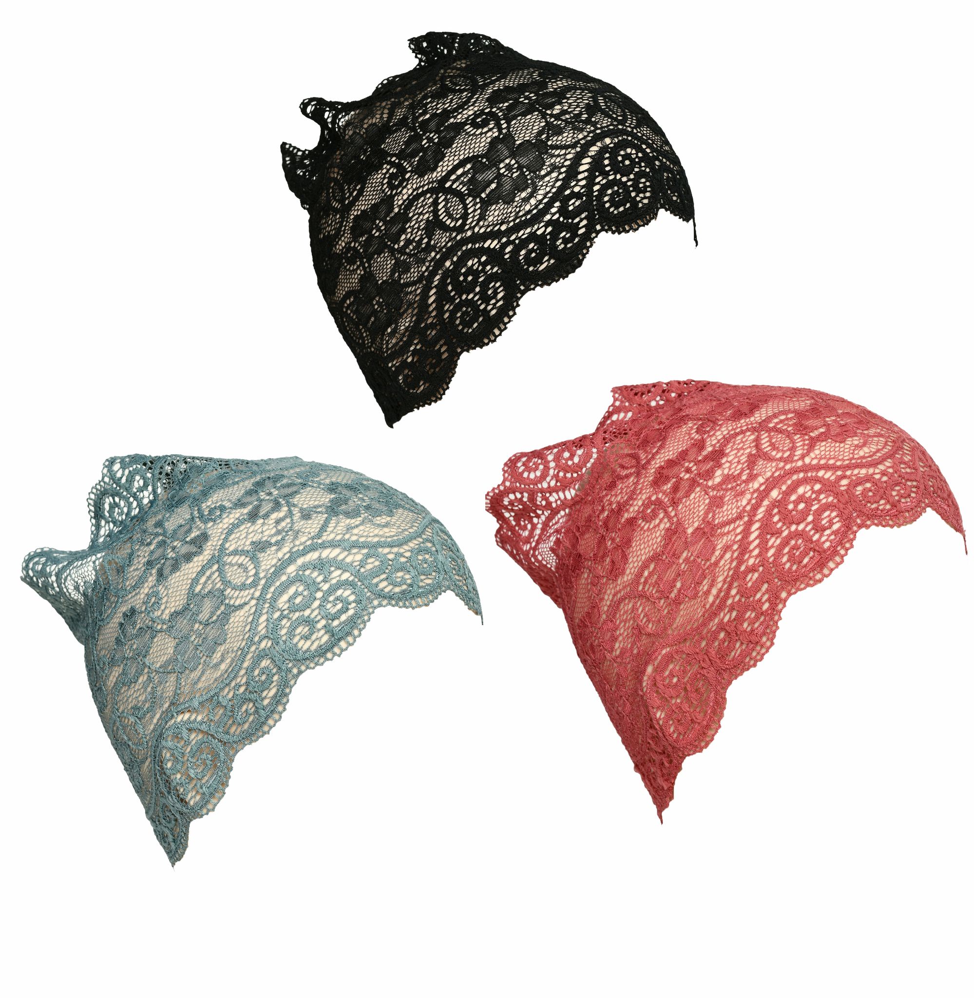 Girls and Womens Hijab Cap Hijab Headband, Under Hijab Scarf Black Grey and Light Maroon Naqab Head Scarf (3 pcs)