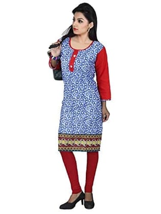 Women's Cotton Kurtis (Red, M)-PID32006